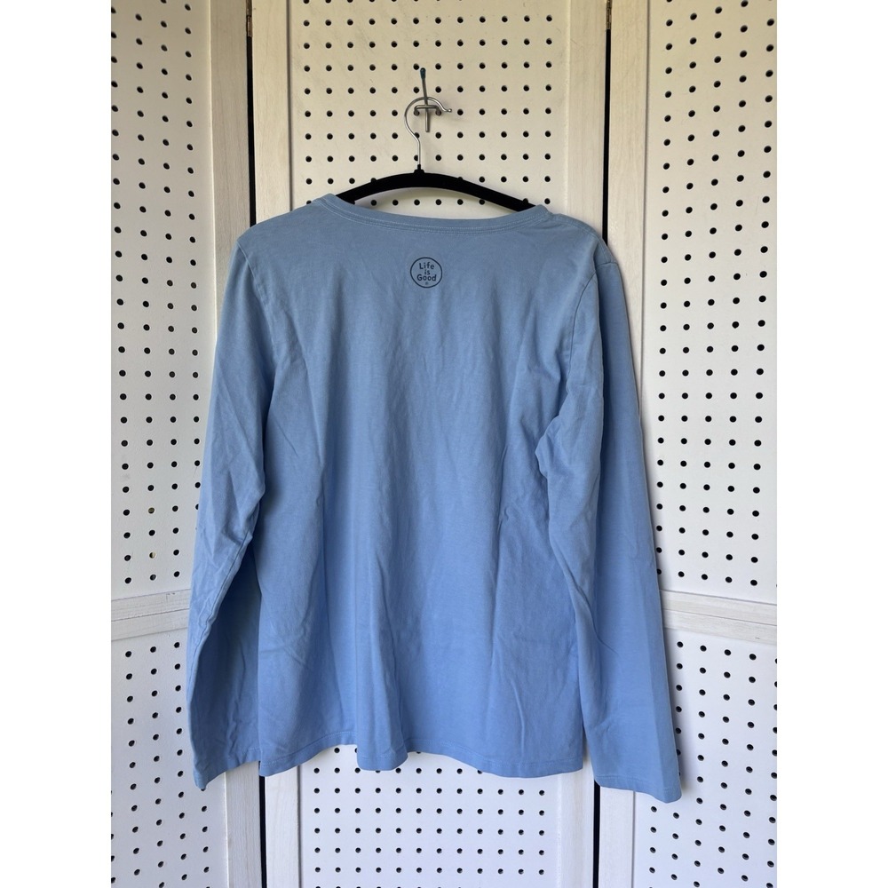 Life Is Good Crusher Tee V Neck Women's M Long SLV Dog Wine Perfect Pairing - Picture 5 of 6